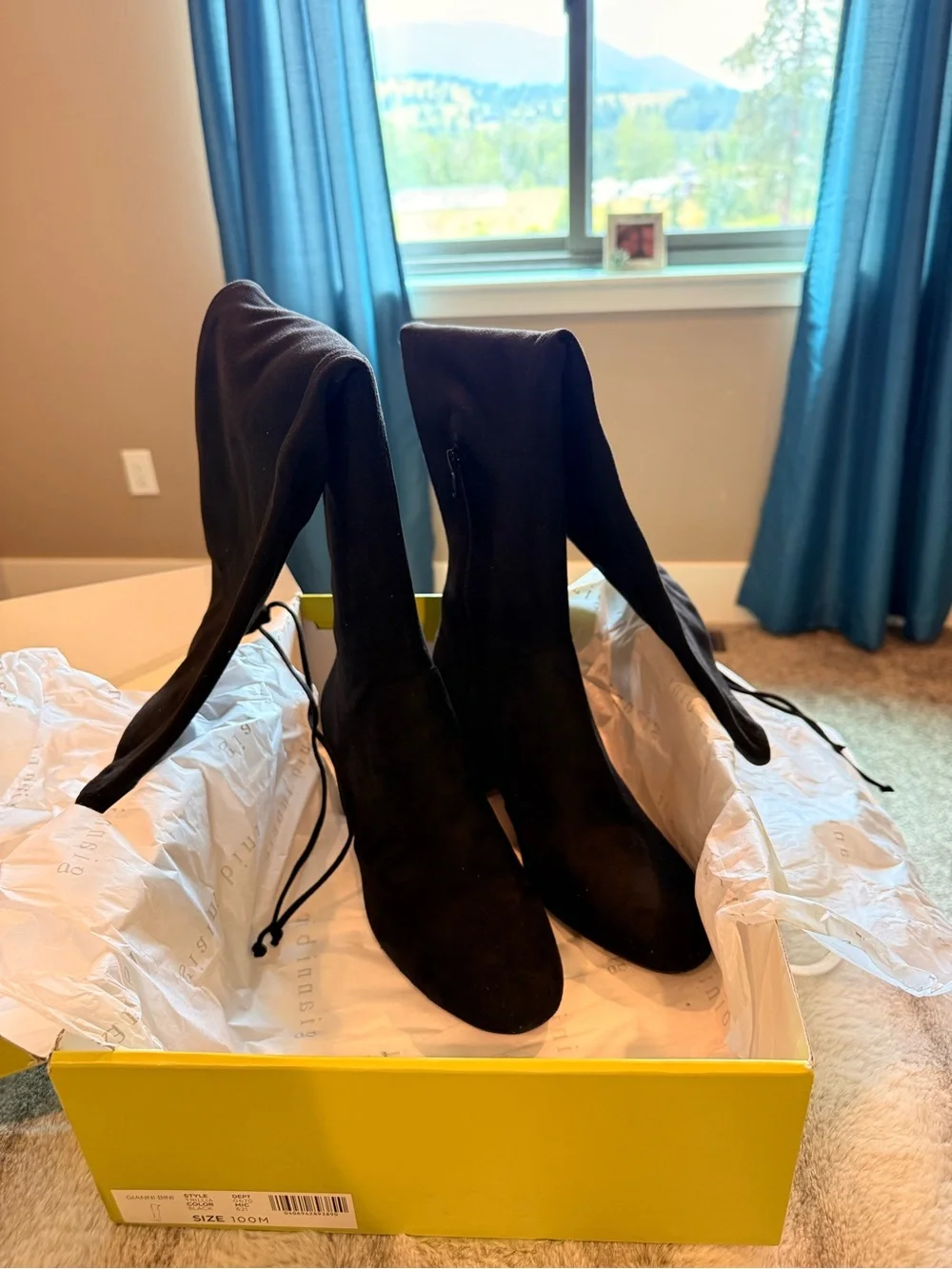 Gianni Bini Black Over-the-Knee Suede Block Heel Boots